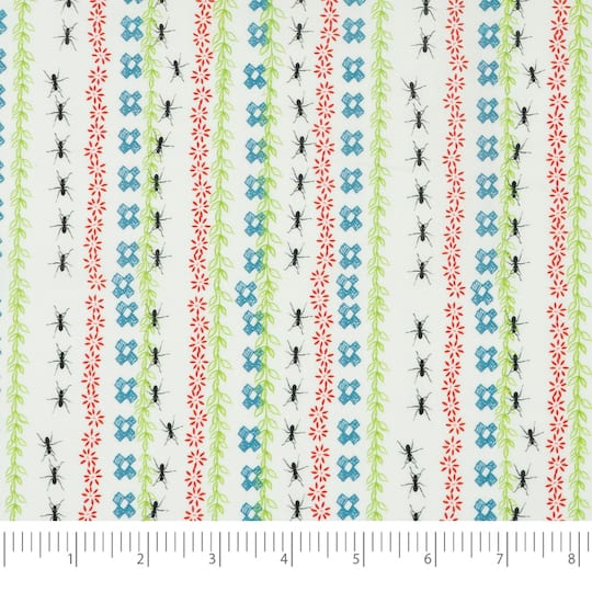 Stitch & Sparkle Maries Collection Picnic Ant Stripe Cotton Fabric